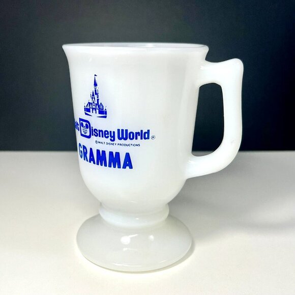 Vintage Walt Disney World GRAMMA Pedestal White Milk Glass Mug Souvenir - Picture 10 of 10